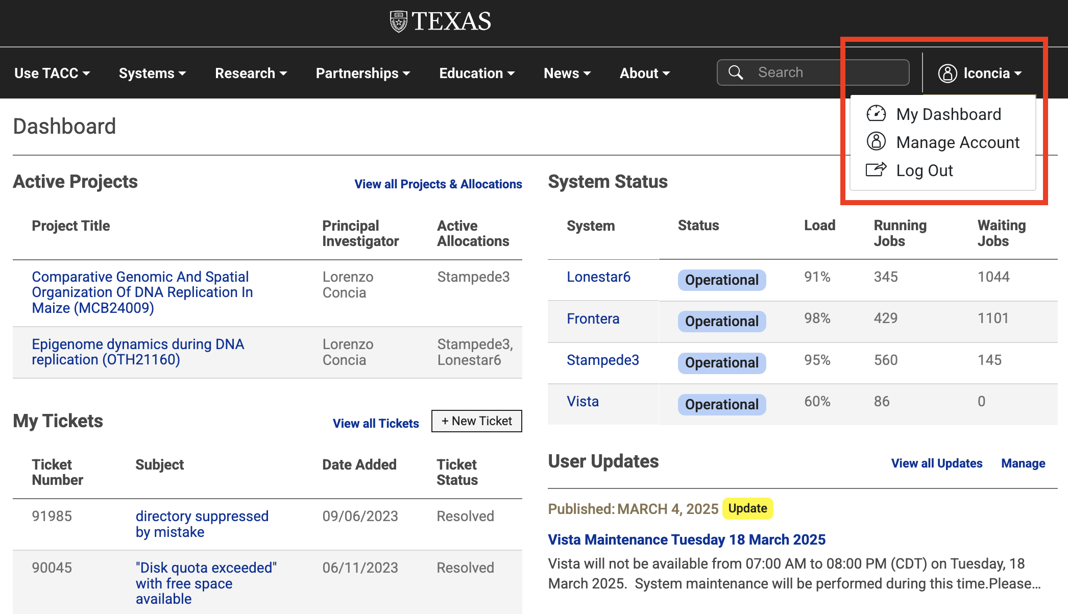 TACC Dashboard
