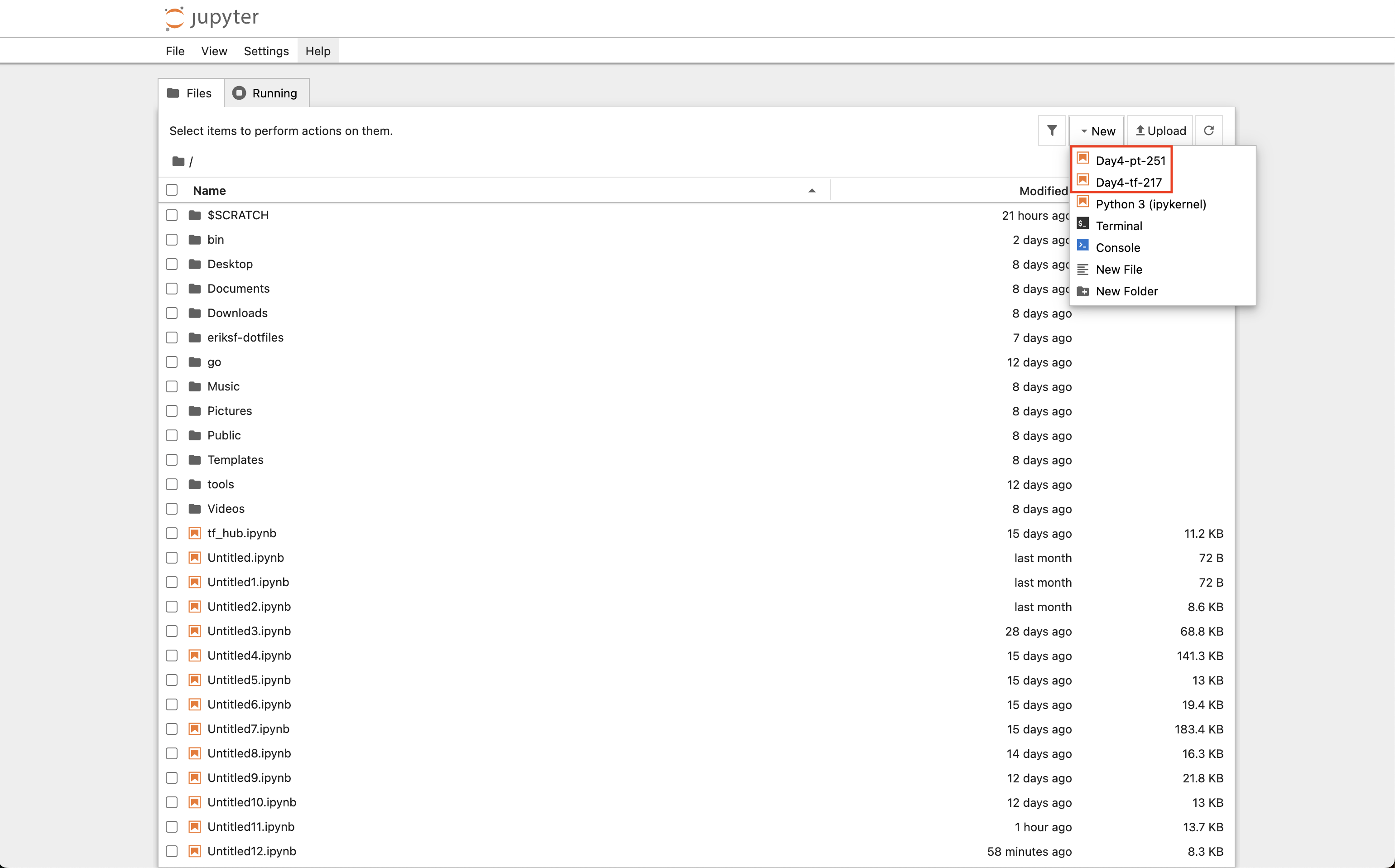 Figure 4 Jupyter Notebook interface showing user $HOME